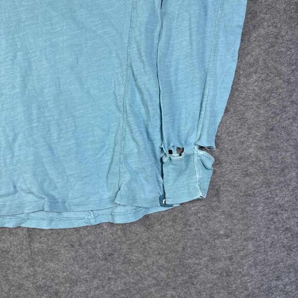 Rag Bone Shirt Mens Small Blue Henley Light Aqua Long Sleeve Destroyed Homeless - Picture 5 of 15